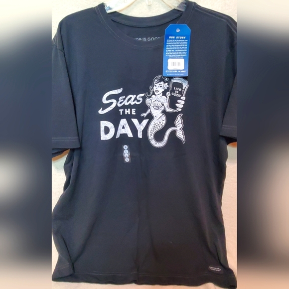 NWT Life Is Good Shirt Men's SEAS THE DAY Short Sleeve Crew Neck Tee -  Large - Picture 2 of 8